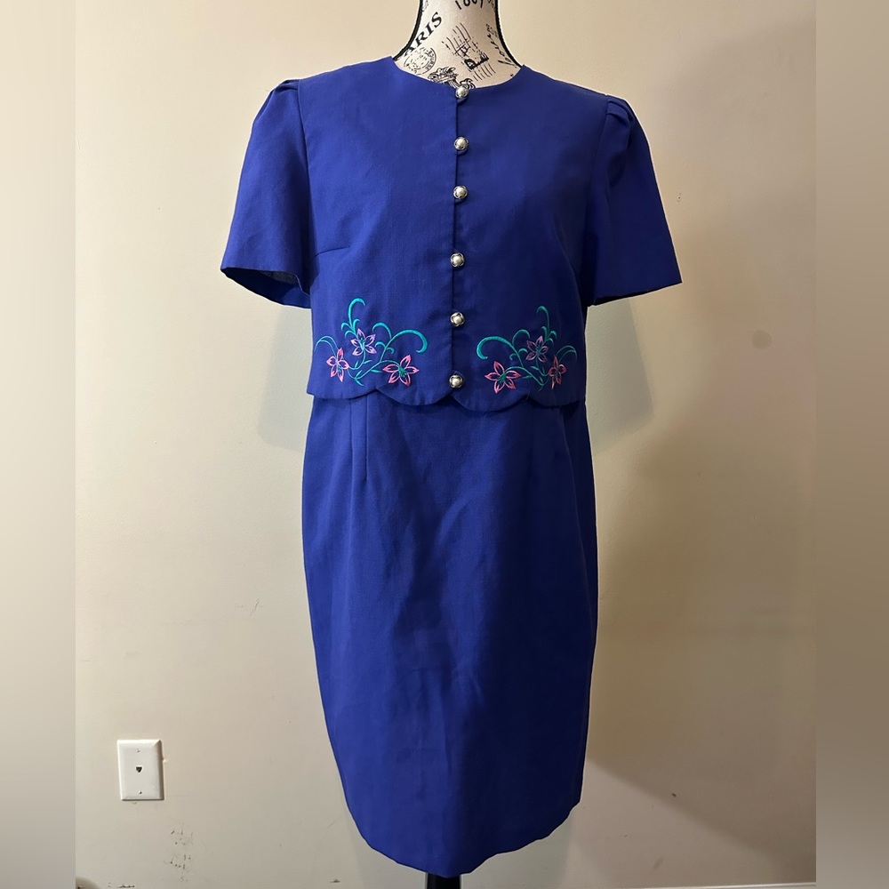 Royal Blue Embellished Peplum Dress